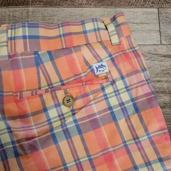 SOUTHERN TIDE SKIPJACK 9 INCH SHORTS PLAID SIZE 34 PASTEL BEACH GOLF COTTON - Picture 6 of 11